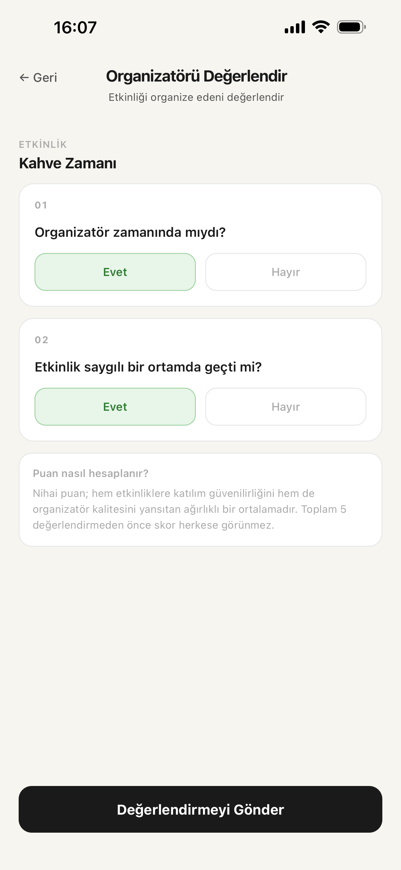 takıl OGÜ etkinlik uygulaması — katılım sistemi ve puan ekranı
